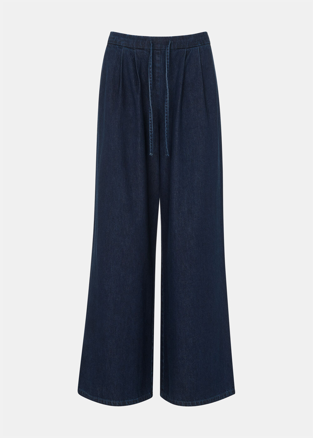 Cotton Wide Leg Pleat Trouser