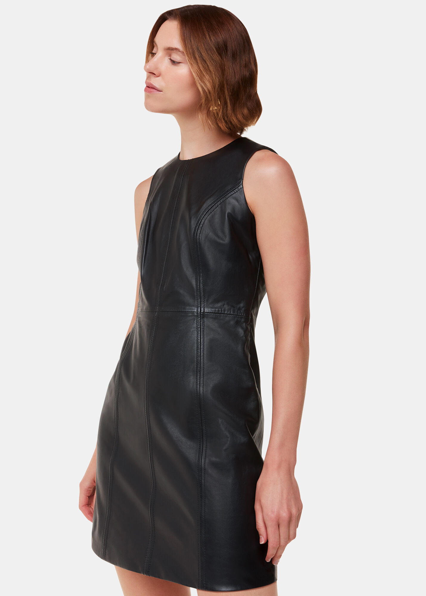 Black leather shift dress store