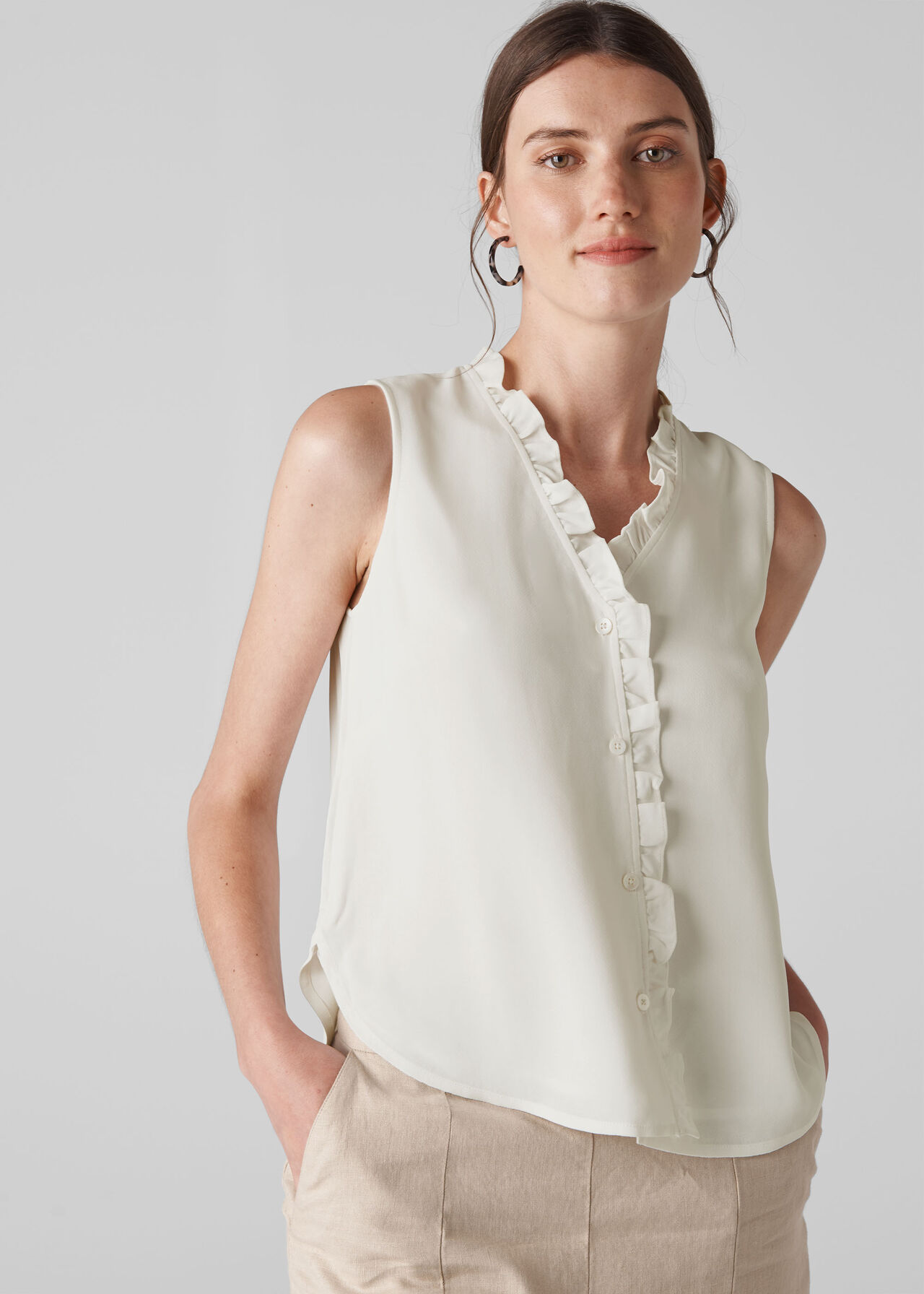 Maddie Frill Top Ivory