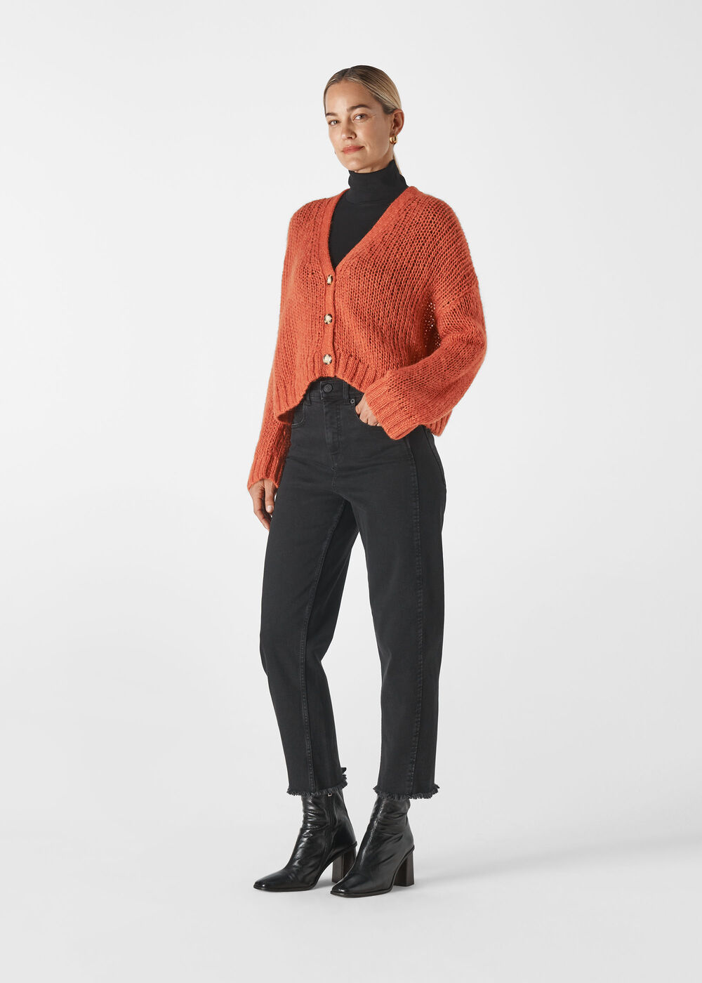 Oversized Textured Cardigan Red