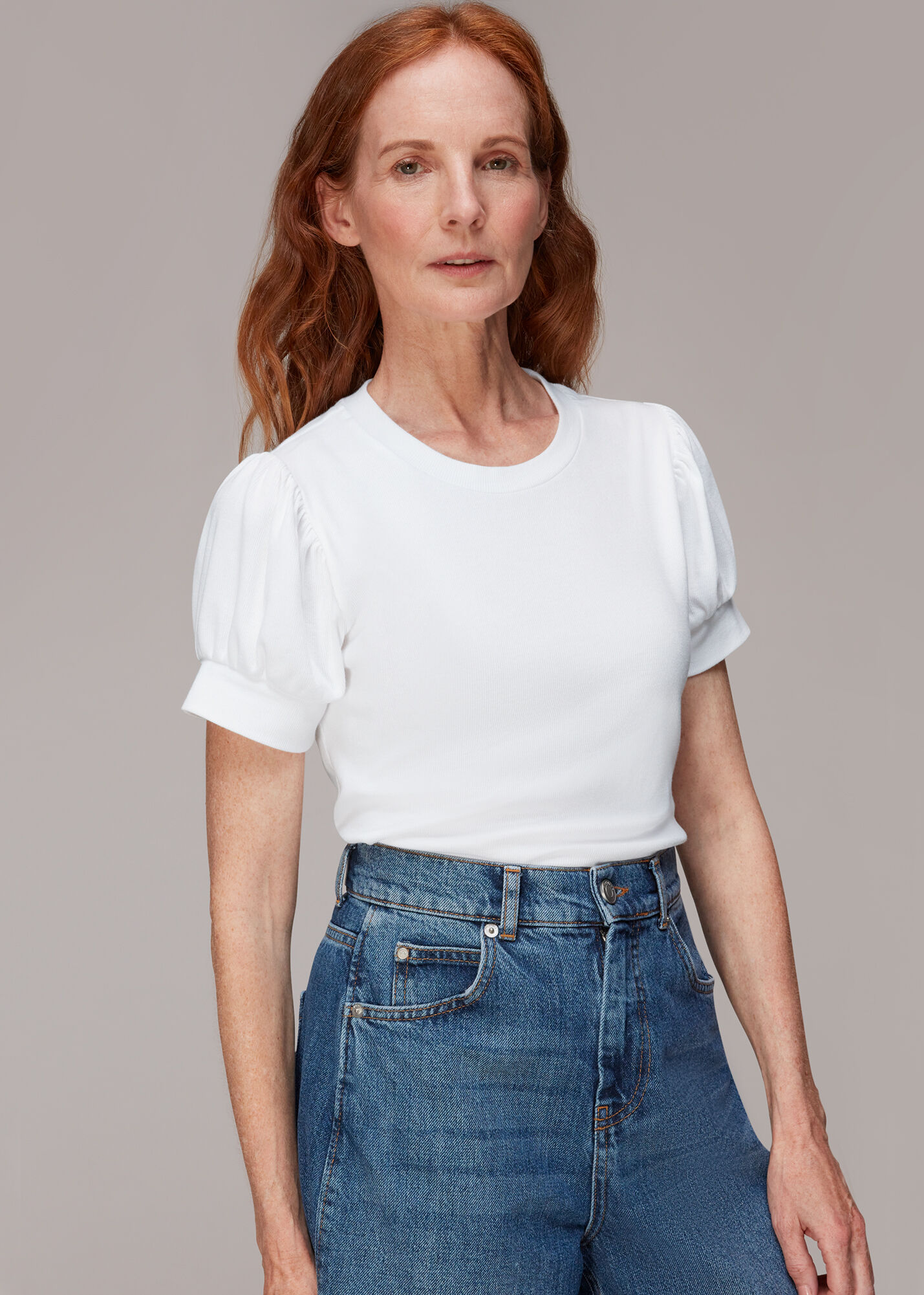 Puff Sleeve Rib Tee WHISTLES