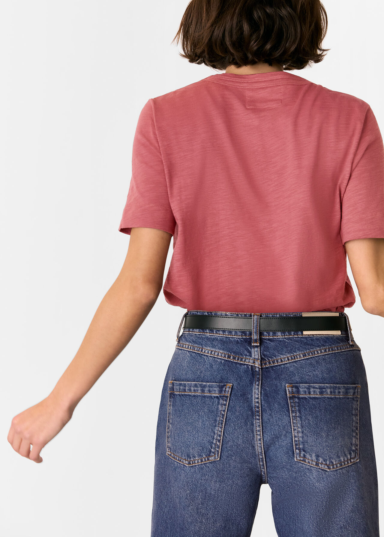 Whistles Dark Pink Rosa Double Trim T-Shirt Whistles Dark Pink Rosa Double Trim T-Shirt
