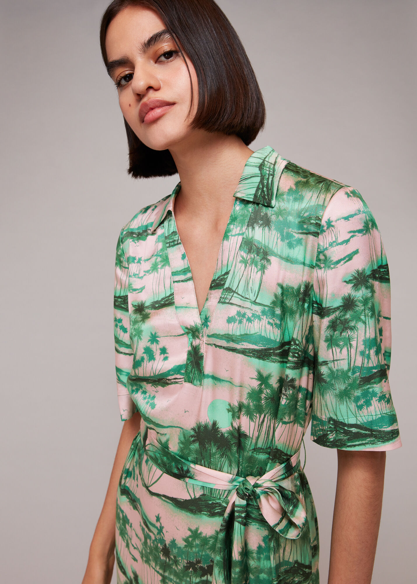 Whistles palm print shirt dress discount