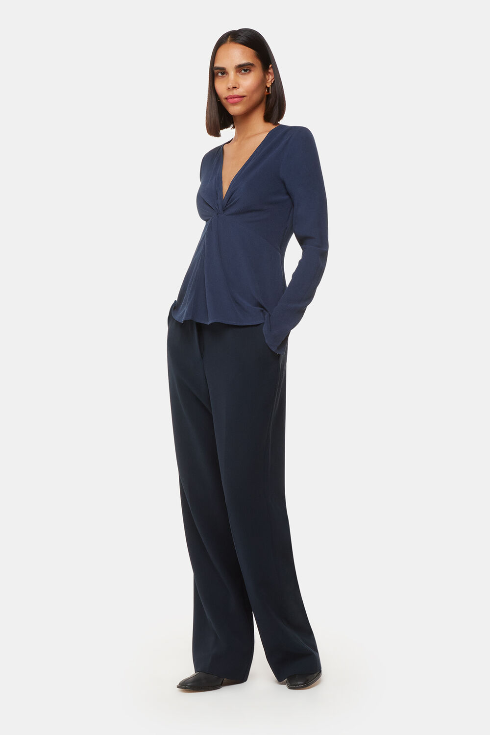 Twist Front Textured Top