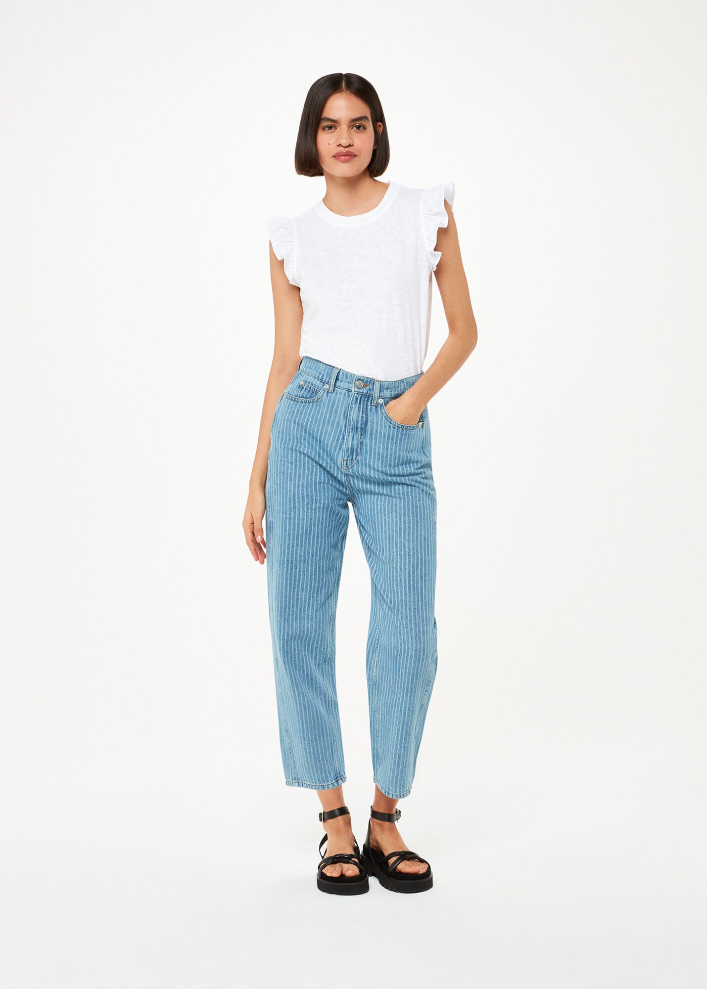 Esla Frill Knit Tee Off White