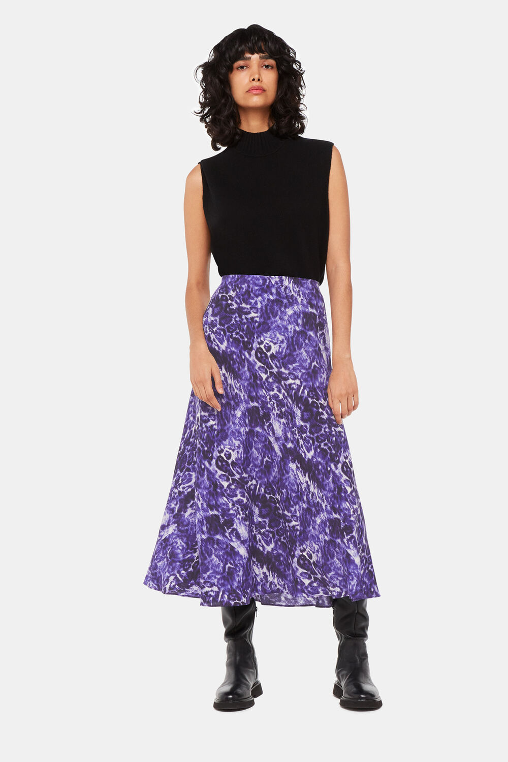 Glossy Leopard Bias Skirt