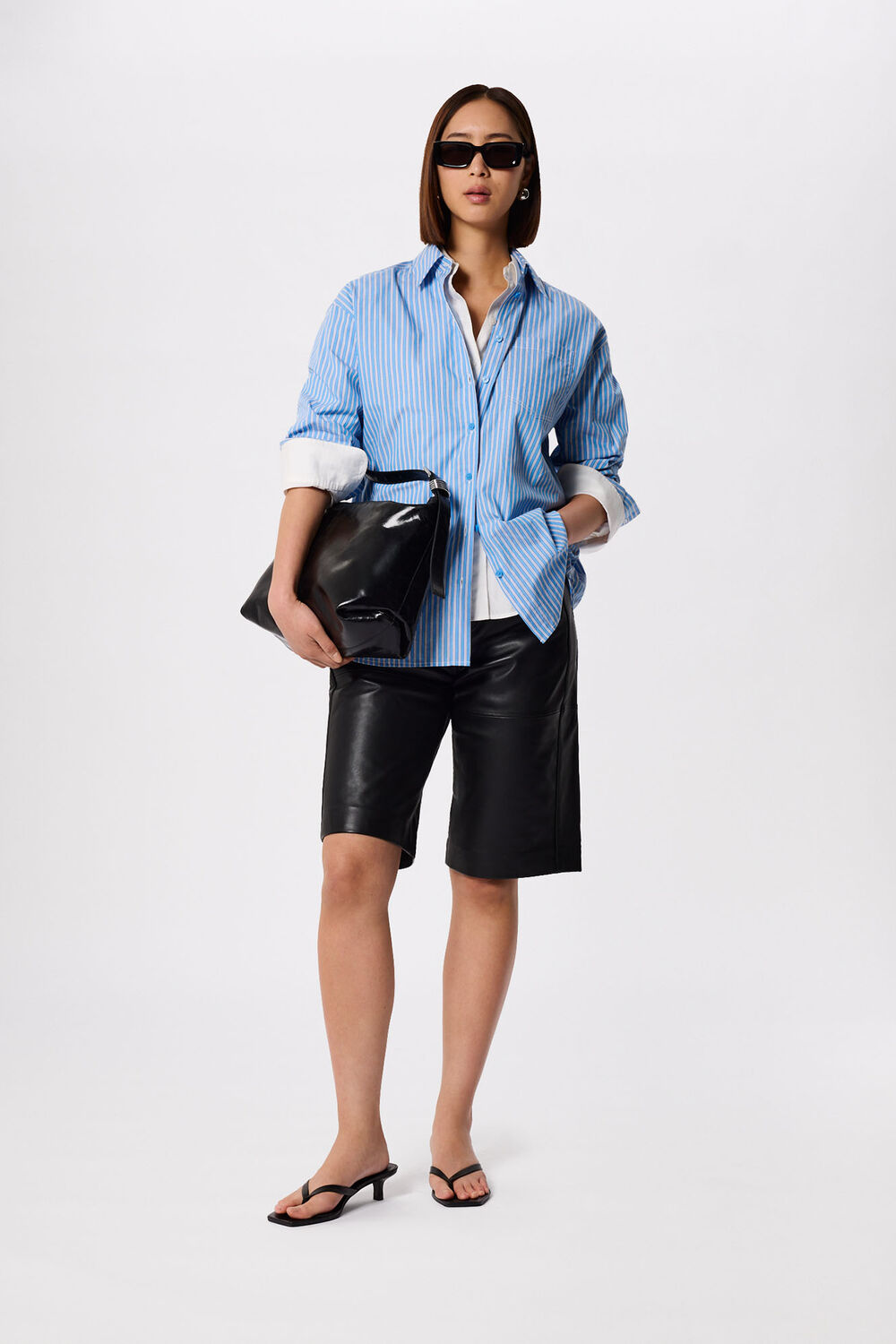 Blue Oversized Fit Stripe Shirt