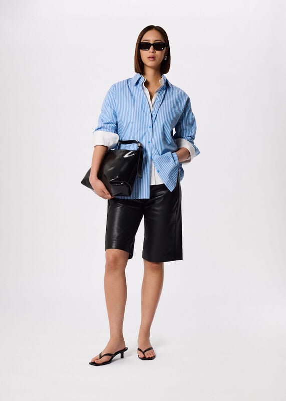 Blue Oversized Fit Stripe Shirt