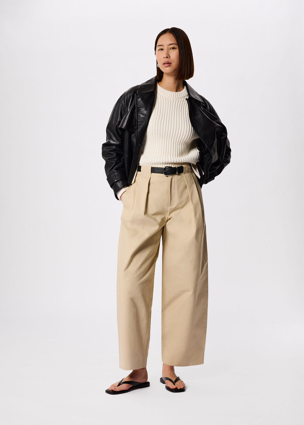 Cotton Barrel Leg Trouser