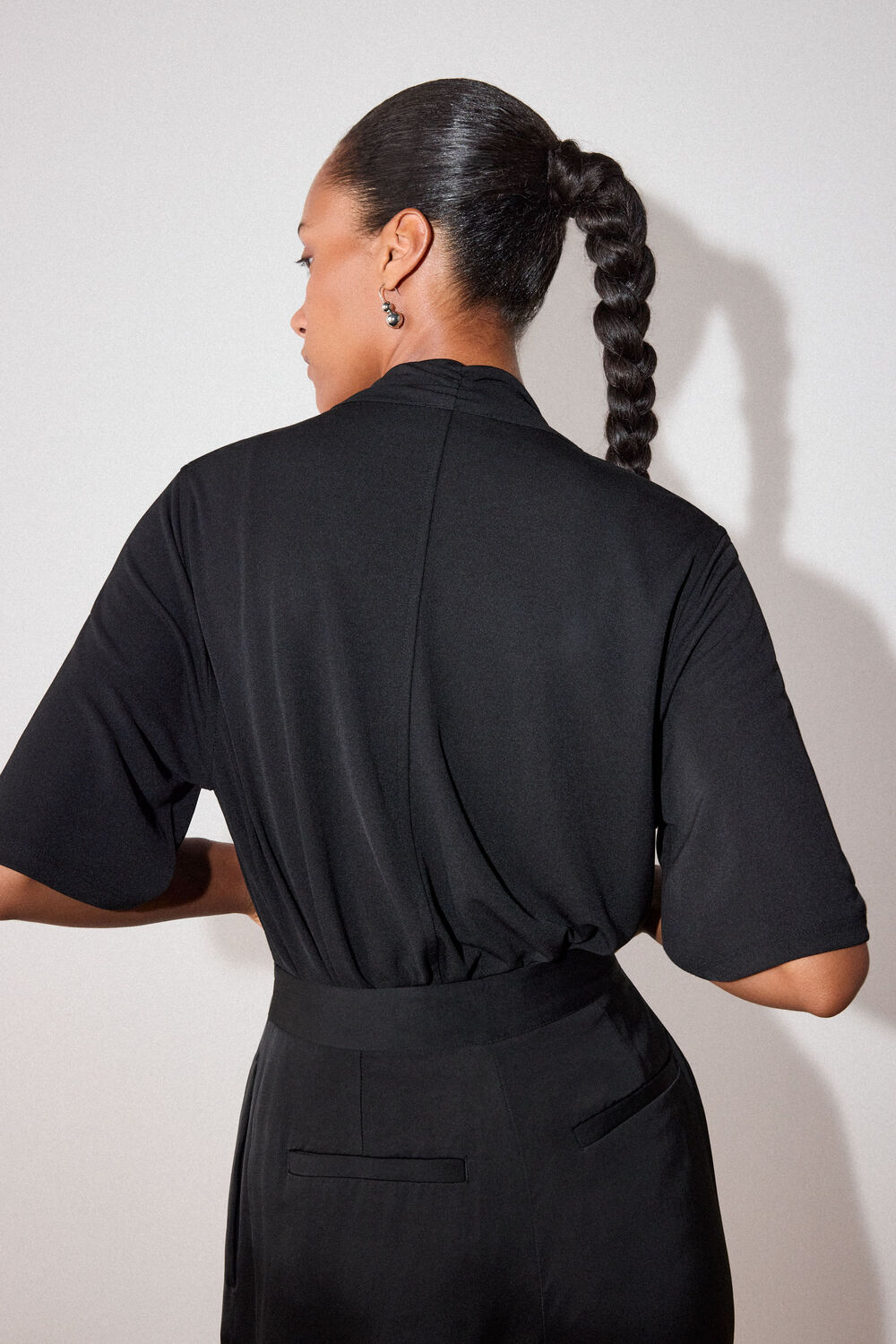Short Sleeve Tie Neck Top