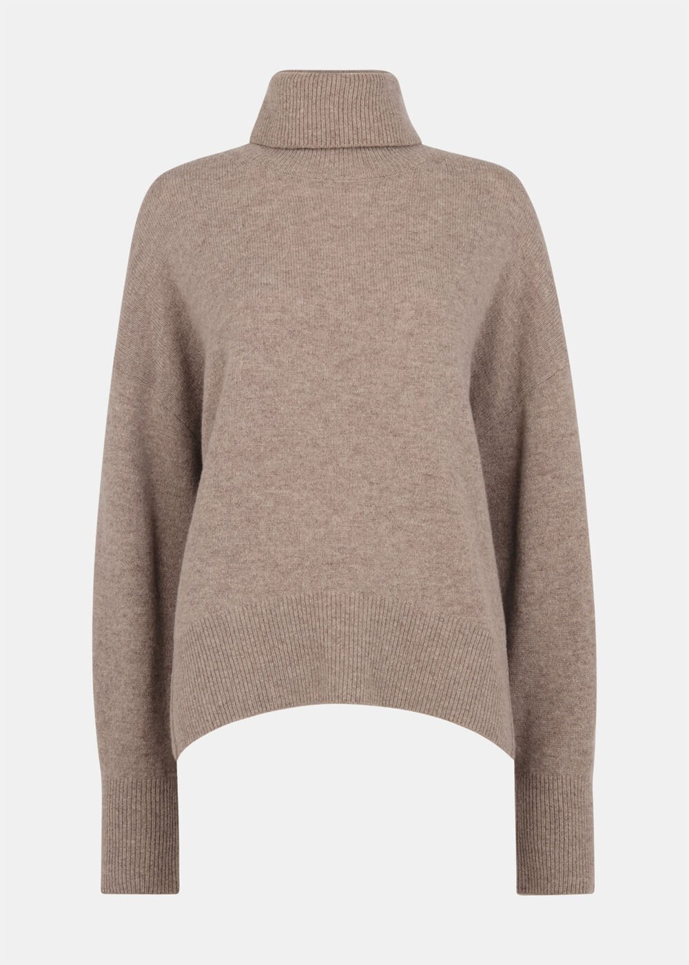 Wool Roll Curved Hem Knit