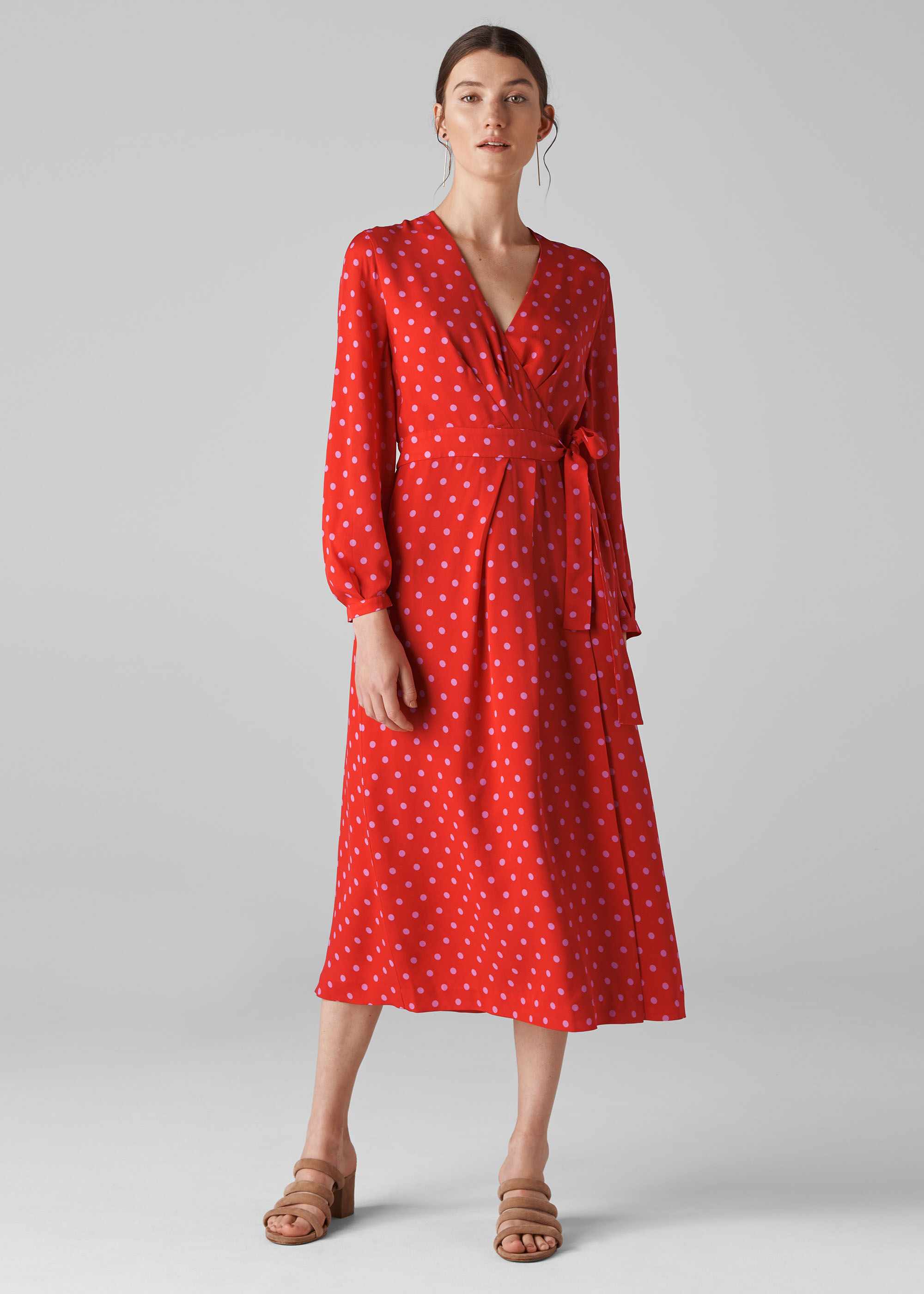 whistles spot wrap jersey dress