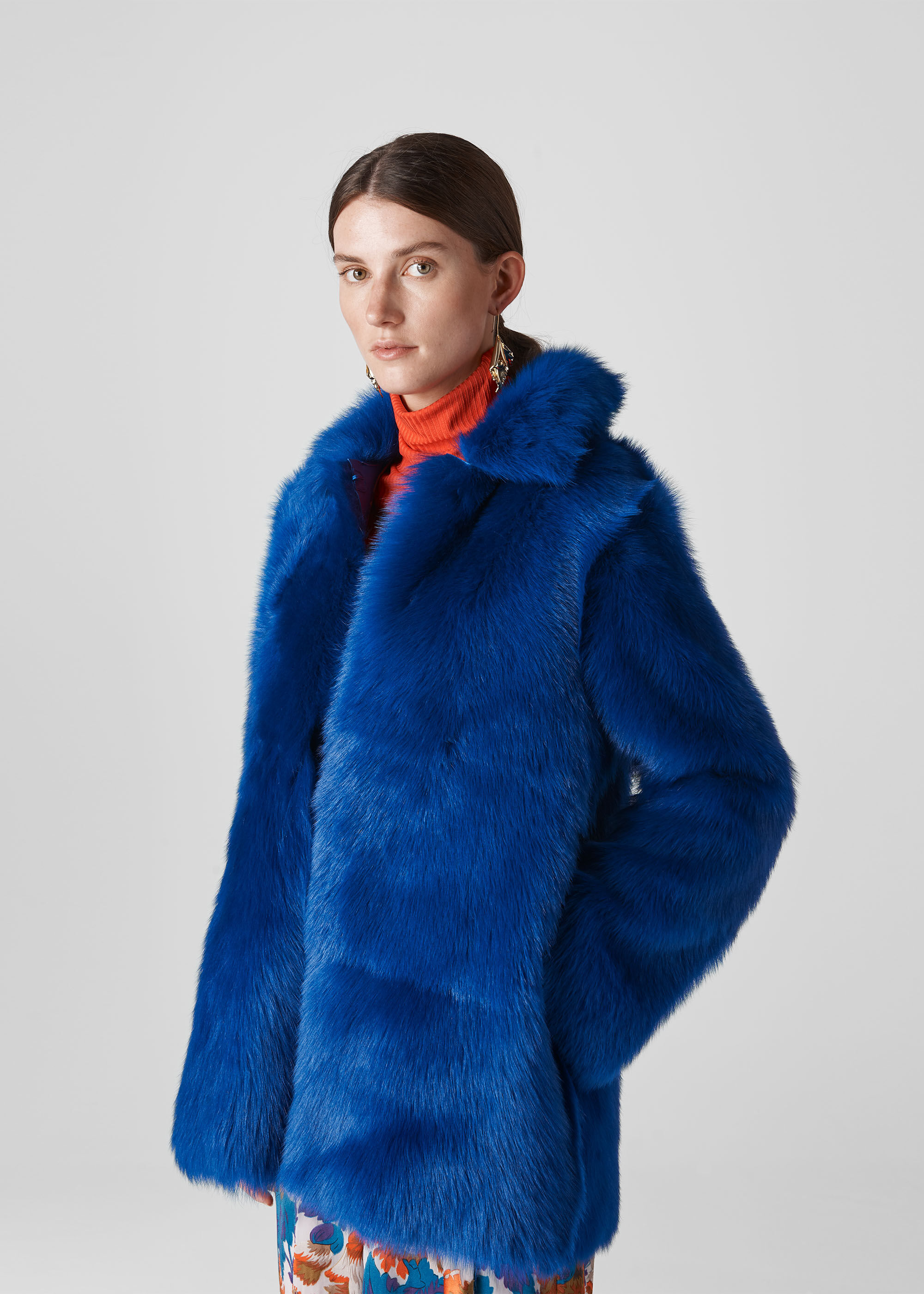 Electric blue fur discount coat