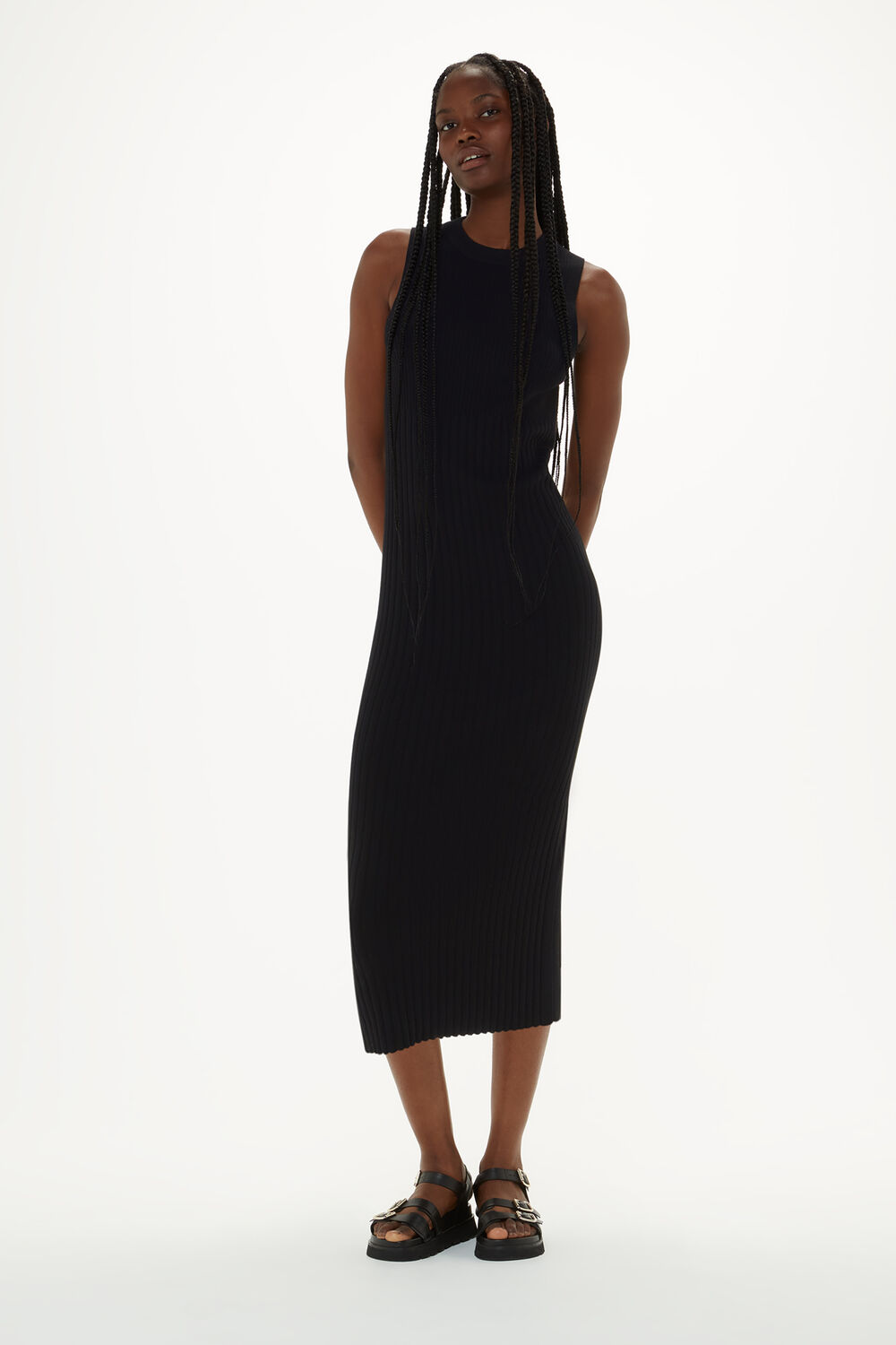 Black Ida Rib Detail Knit Dress