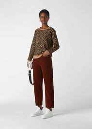 Flocked Leopard Sweatshirt Camel