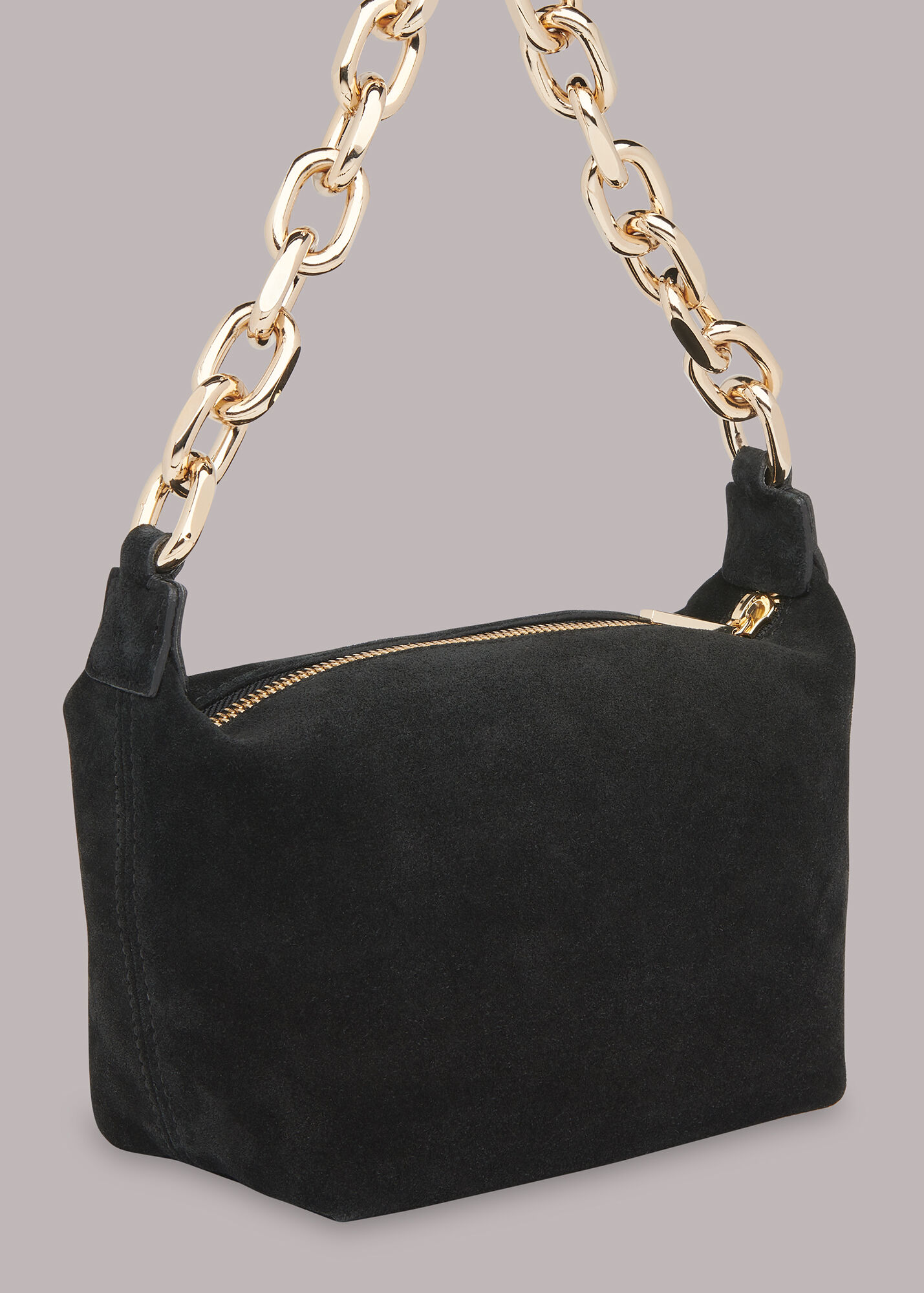Black Naia Suede Chain Bag WHISTLES