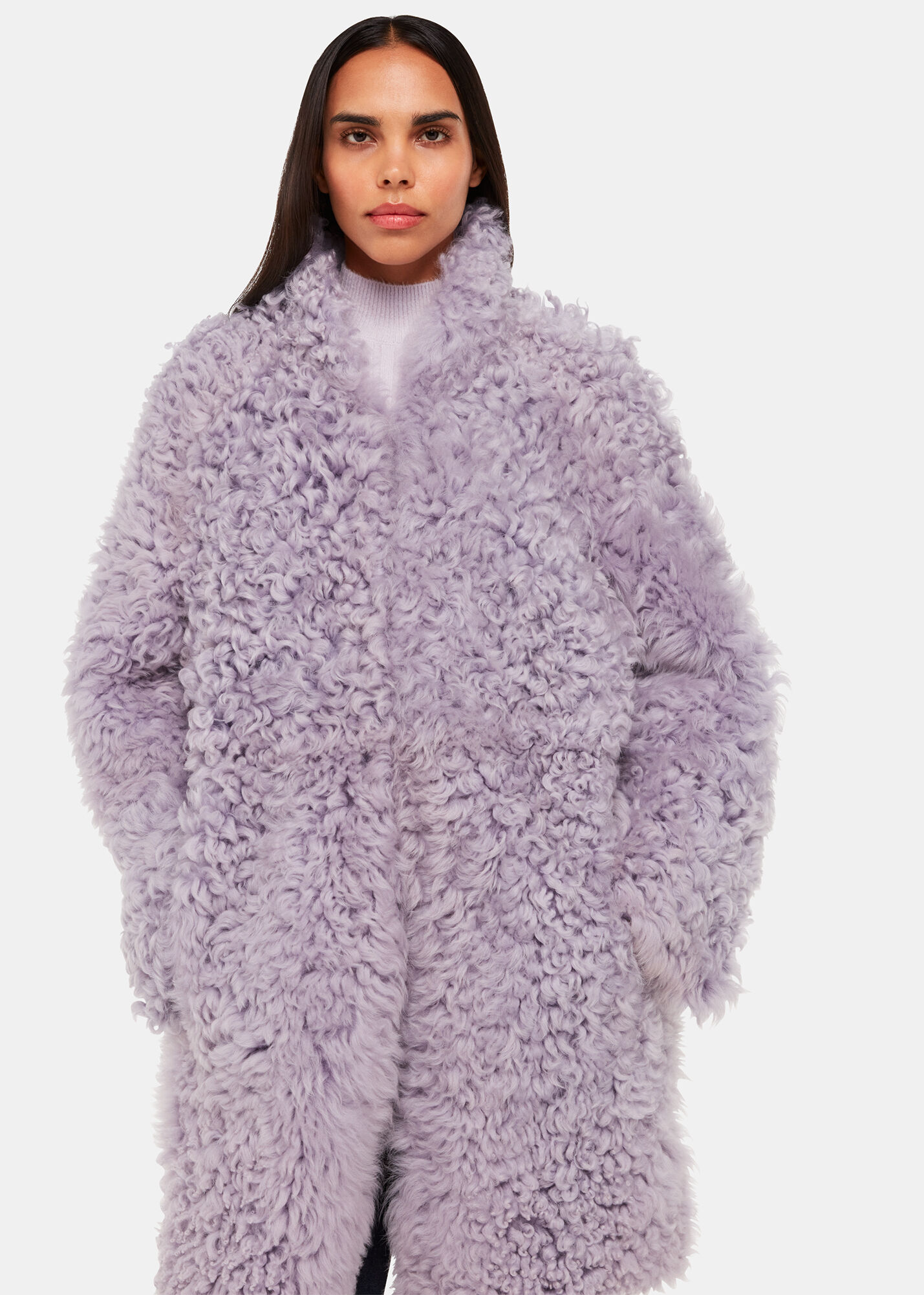 Whistles lilac faux sales fur coat