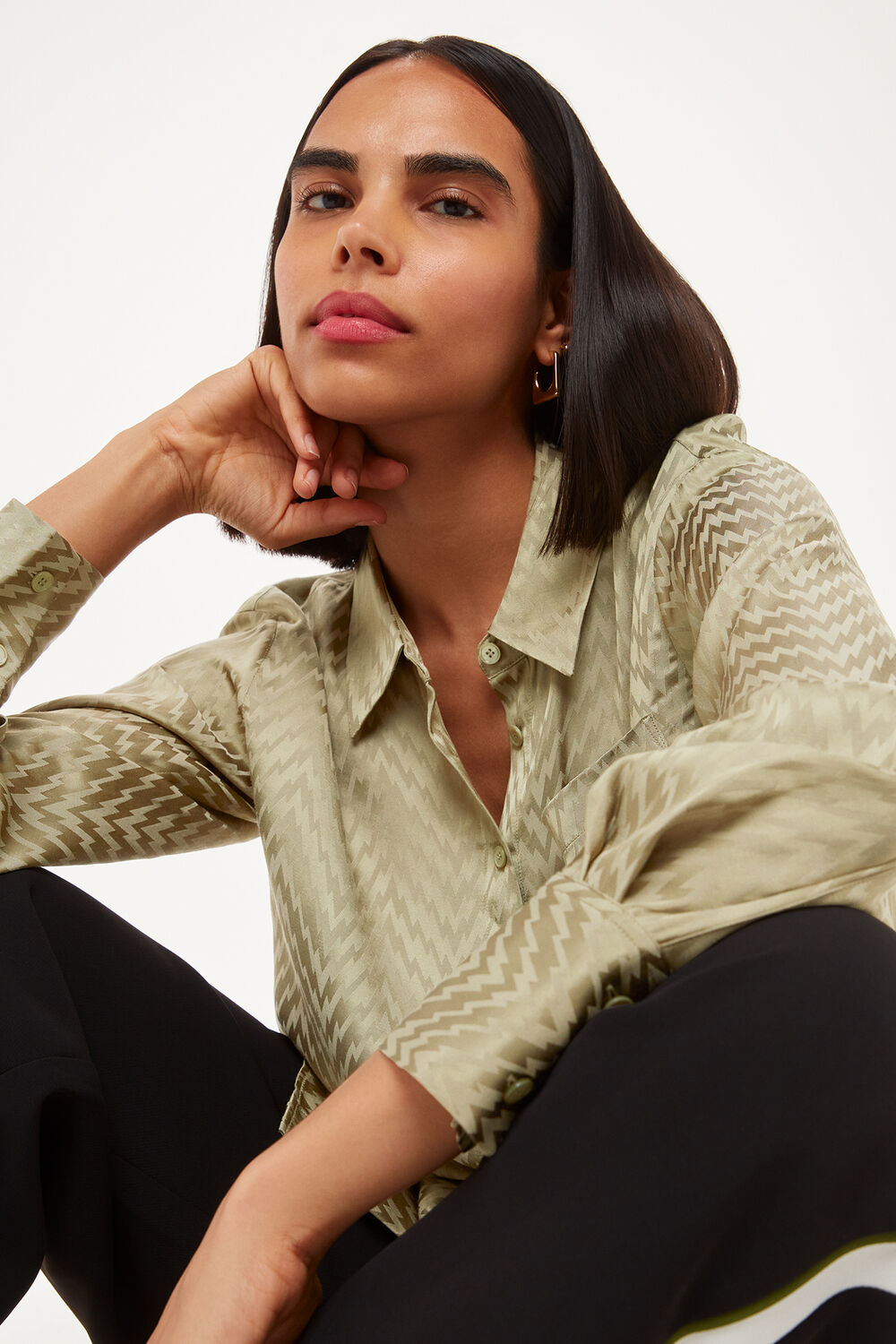 Jacquard Zig Zag Print Shirt