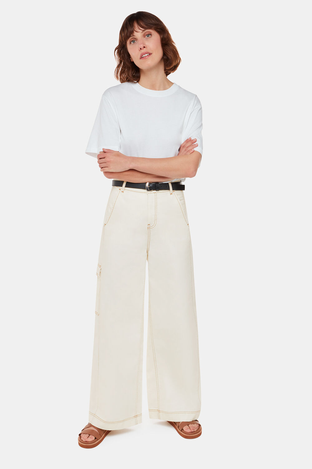 White Wide Leg Cargo Jean