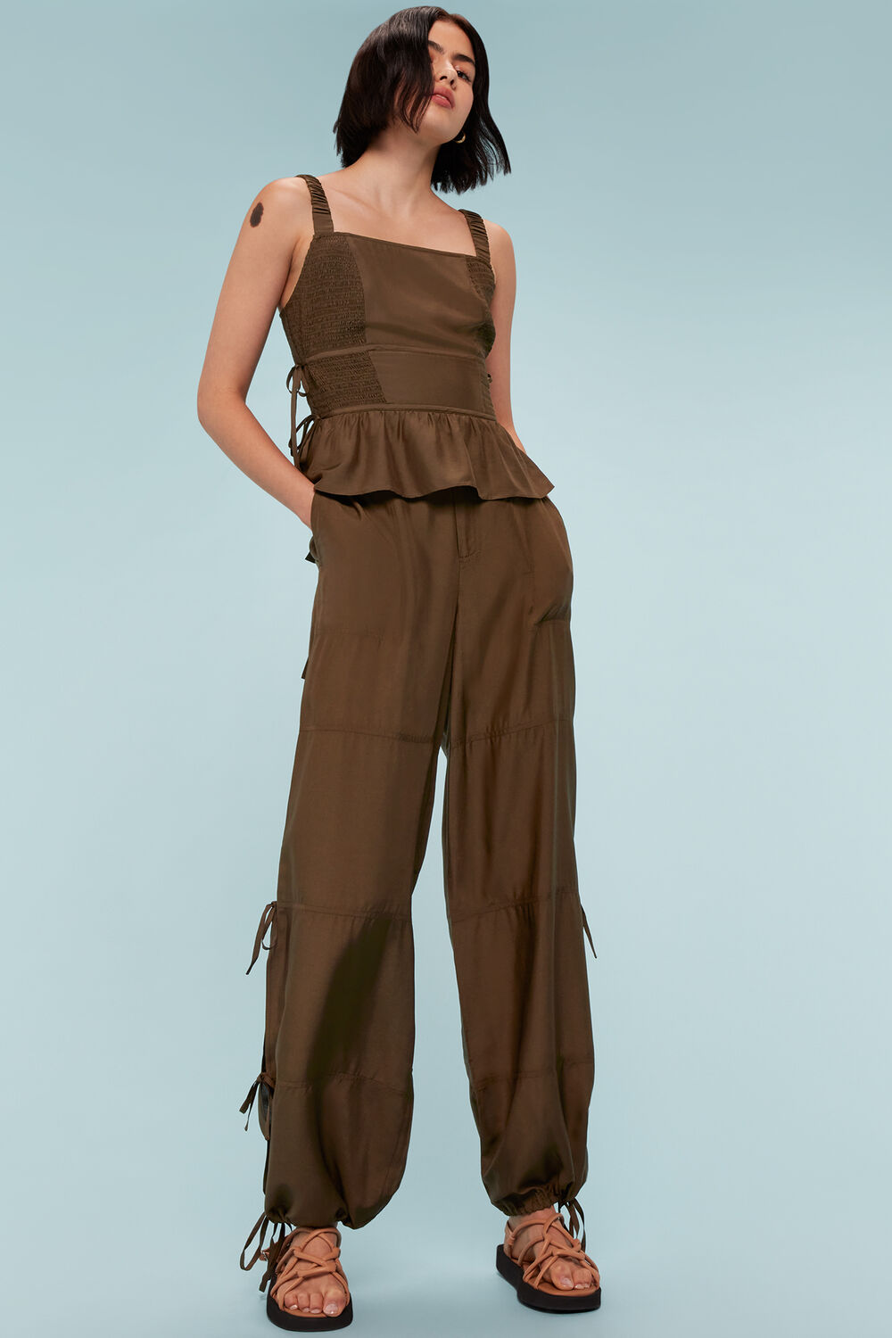 Chocolate Tie Detail Trouser
