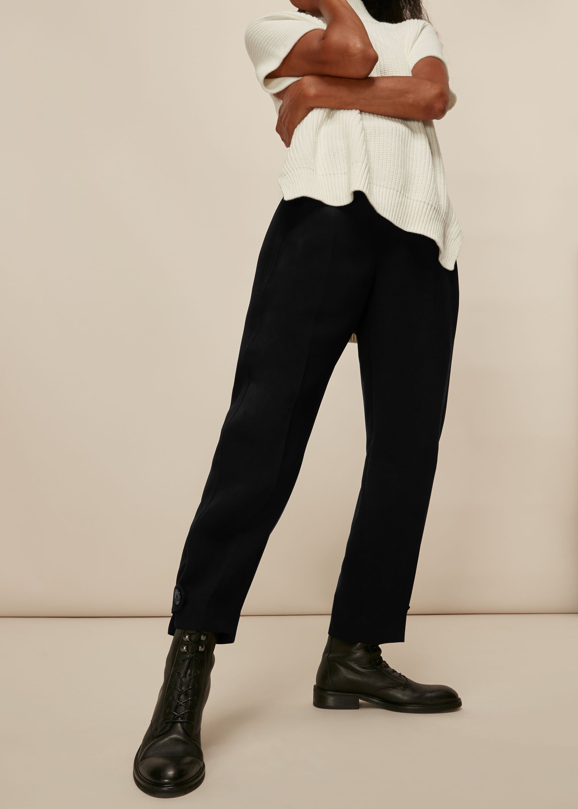 Black peg trousers shop