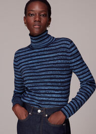 Stripe Polo Neck Knit