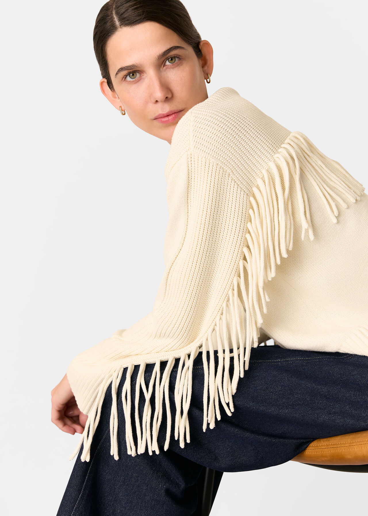 Fringed Rib Detail Sweater
