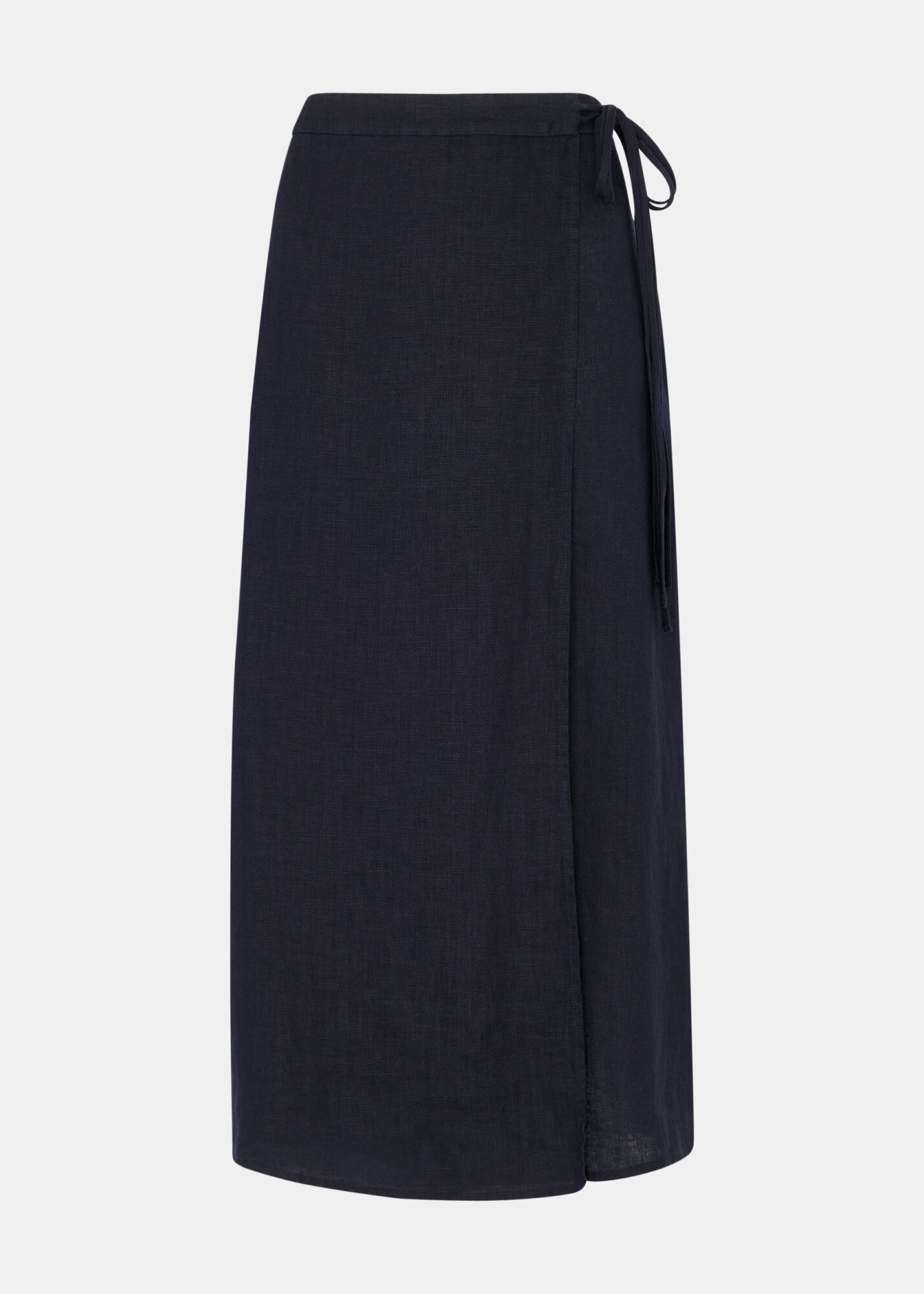 Navy Linen Wrap Midi Skirt WHISTLES Whistles US