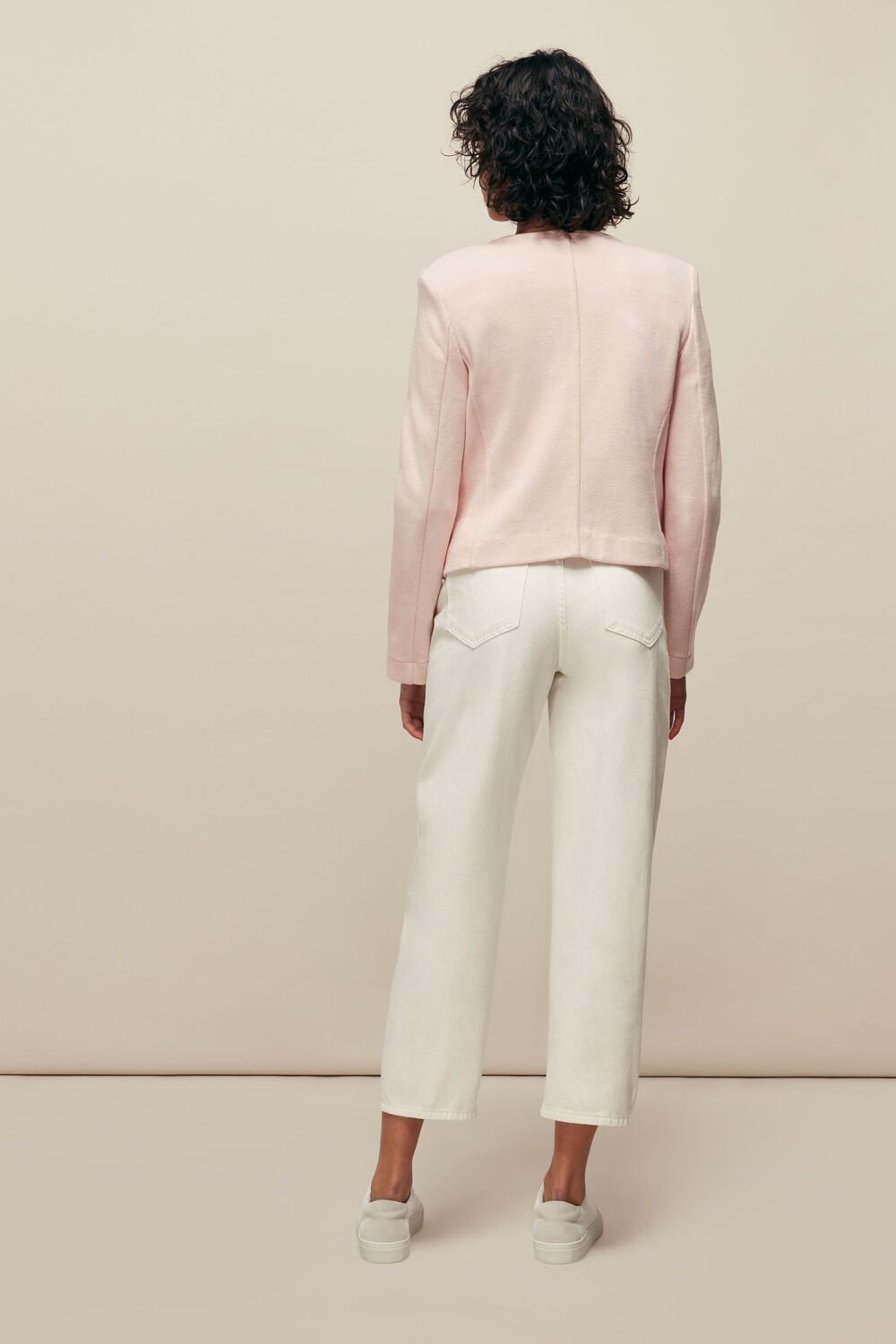 Collarless Jersey Jacket