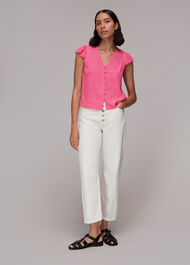 Spot Print Frill Sleeve Top