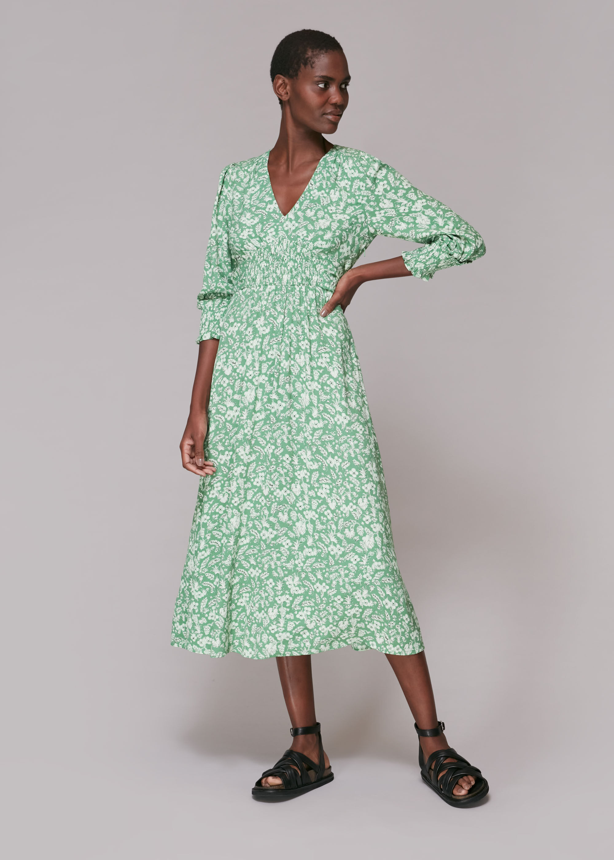 Whistles green floral dress hotsell
