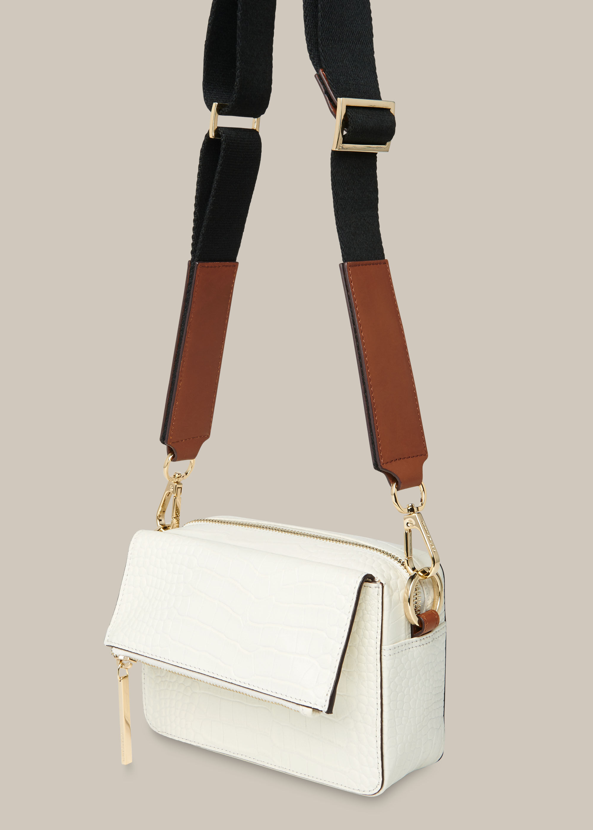 white croc cross body bag