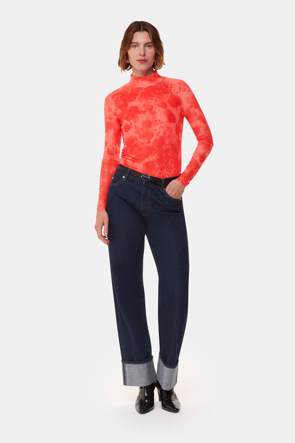 Blurred Blooms Mesh Top