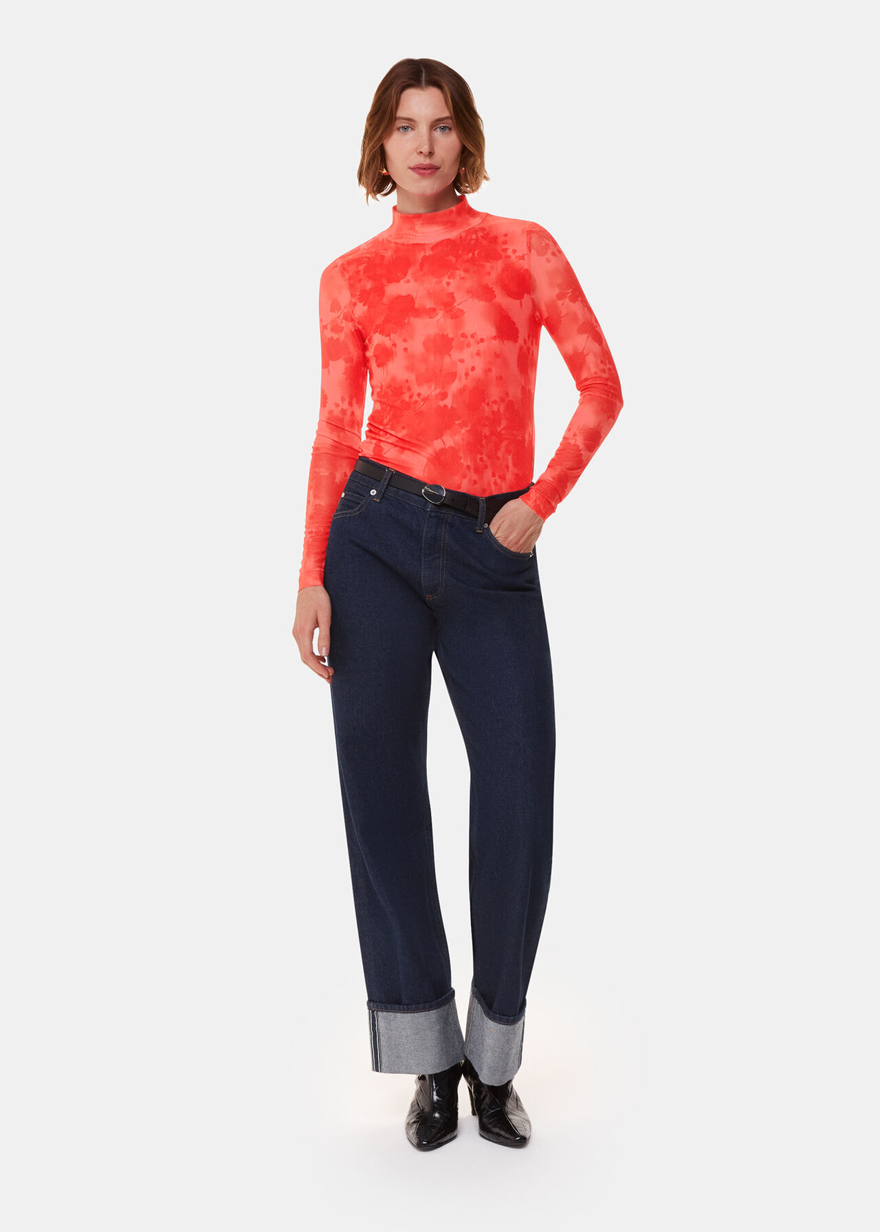 Blurred Blooms Mesh Top