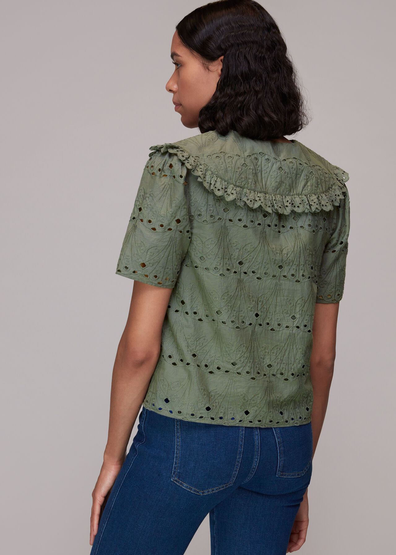 Collar Detail Broderie Blouse