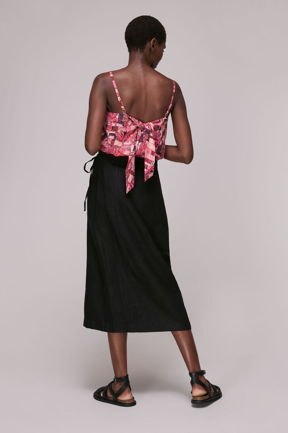 Wrap Detail Linen Skirt