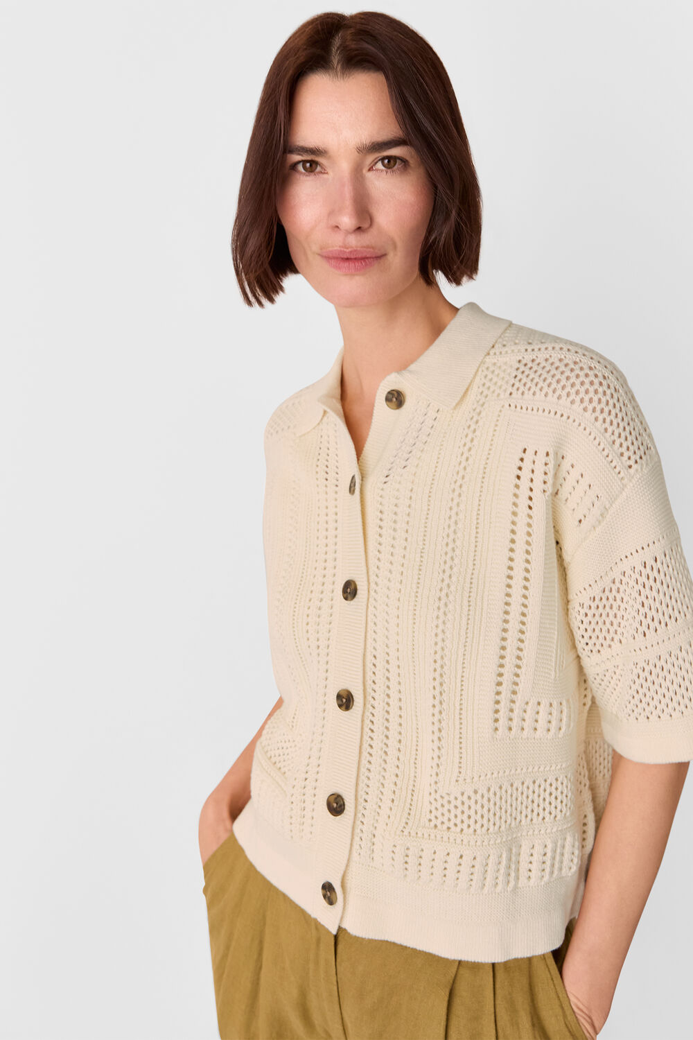 Ivory Crochet Knitted Shirt