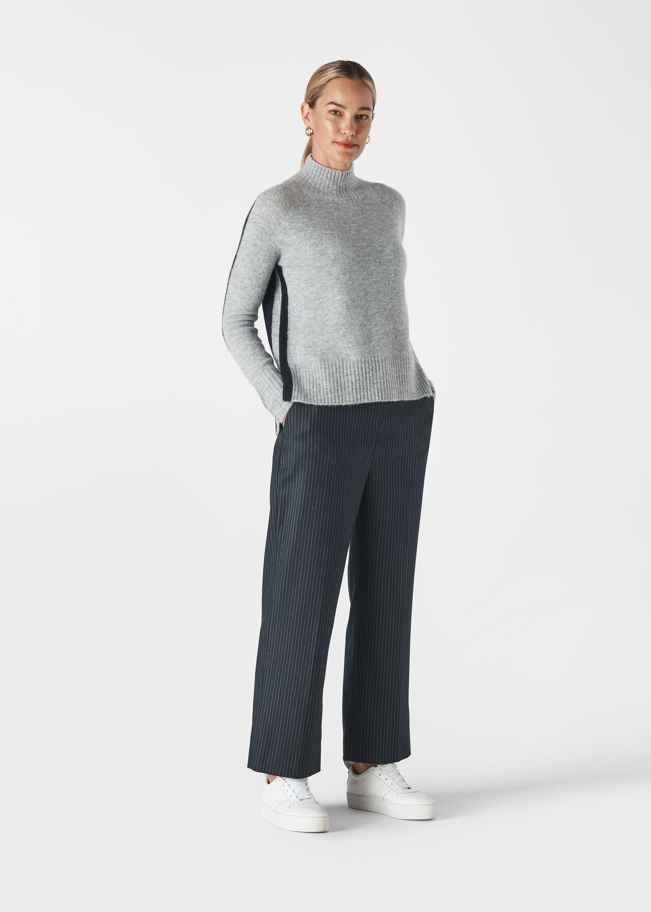 Colour Block Funnel Neck Knit