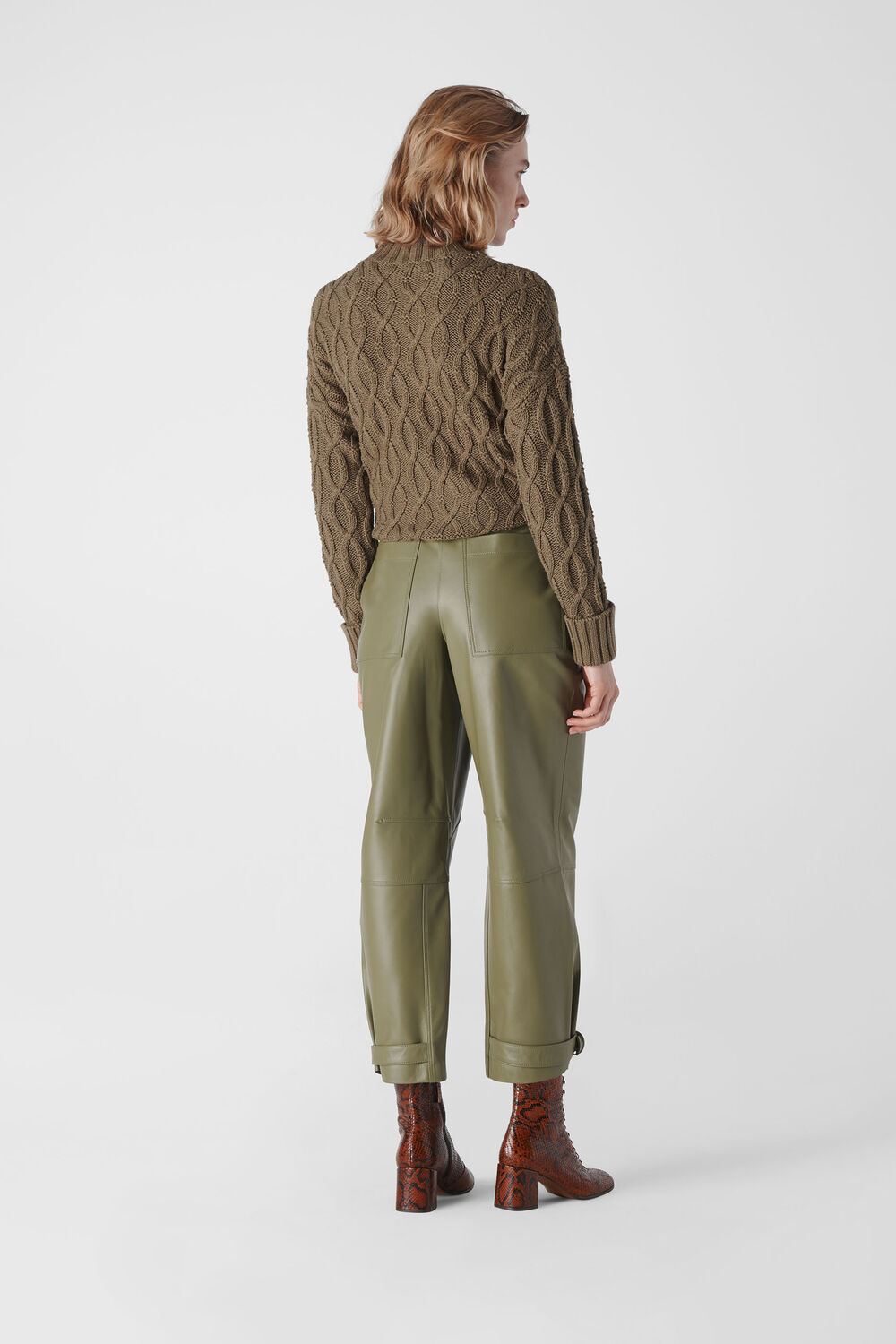 Leather Cargo Trouser Khaki