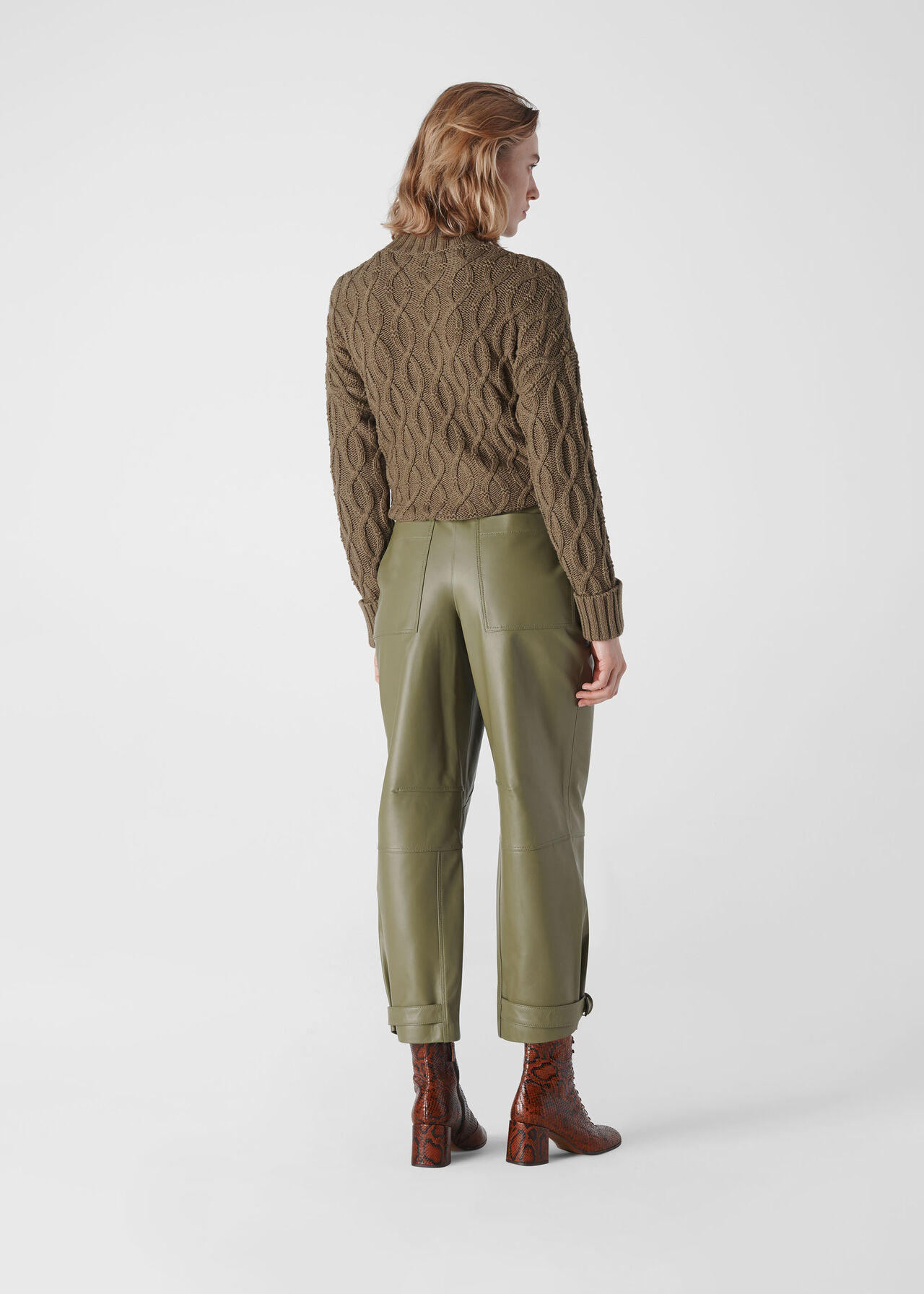 Leather Cargo Trouser Khaki