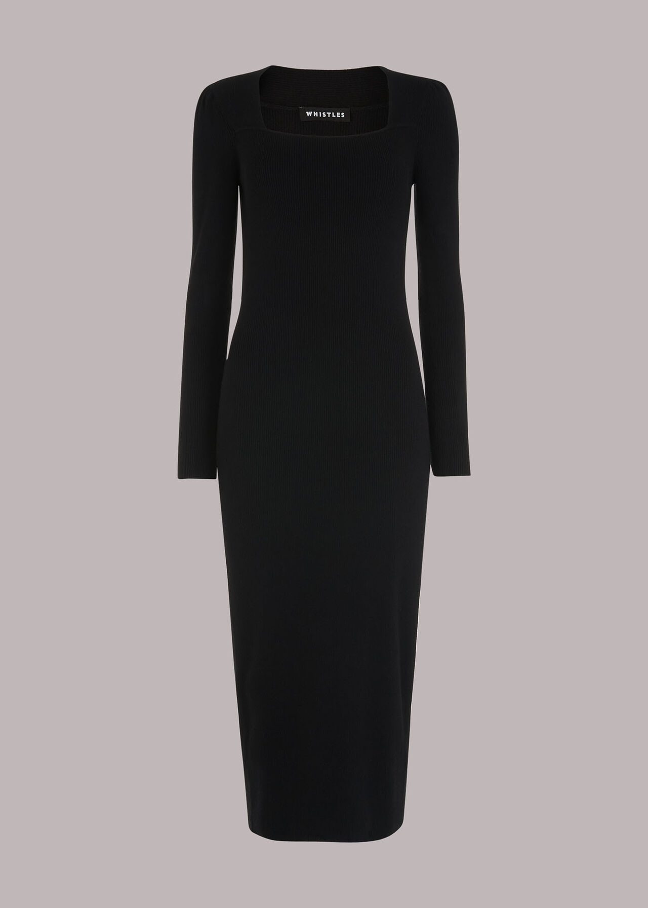 Black Square Neck Knit Dress | WHISTLES
