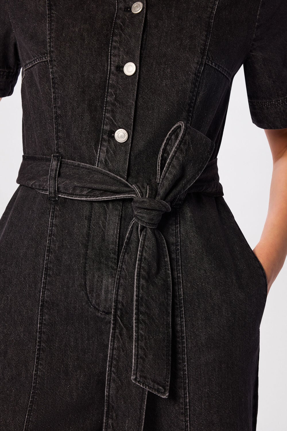 Washed Black Button Down Jumpsuit
