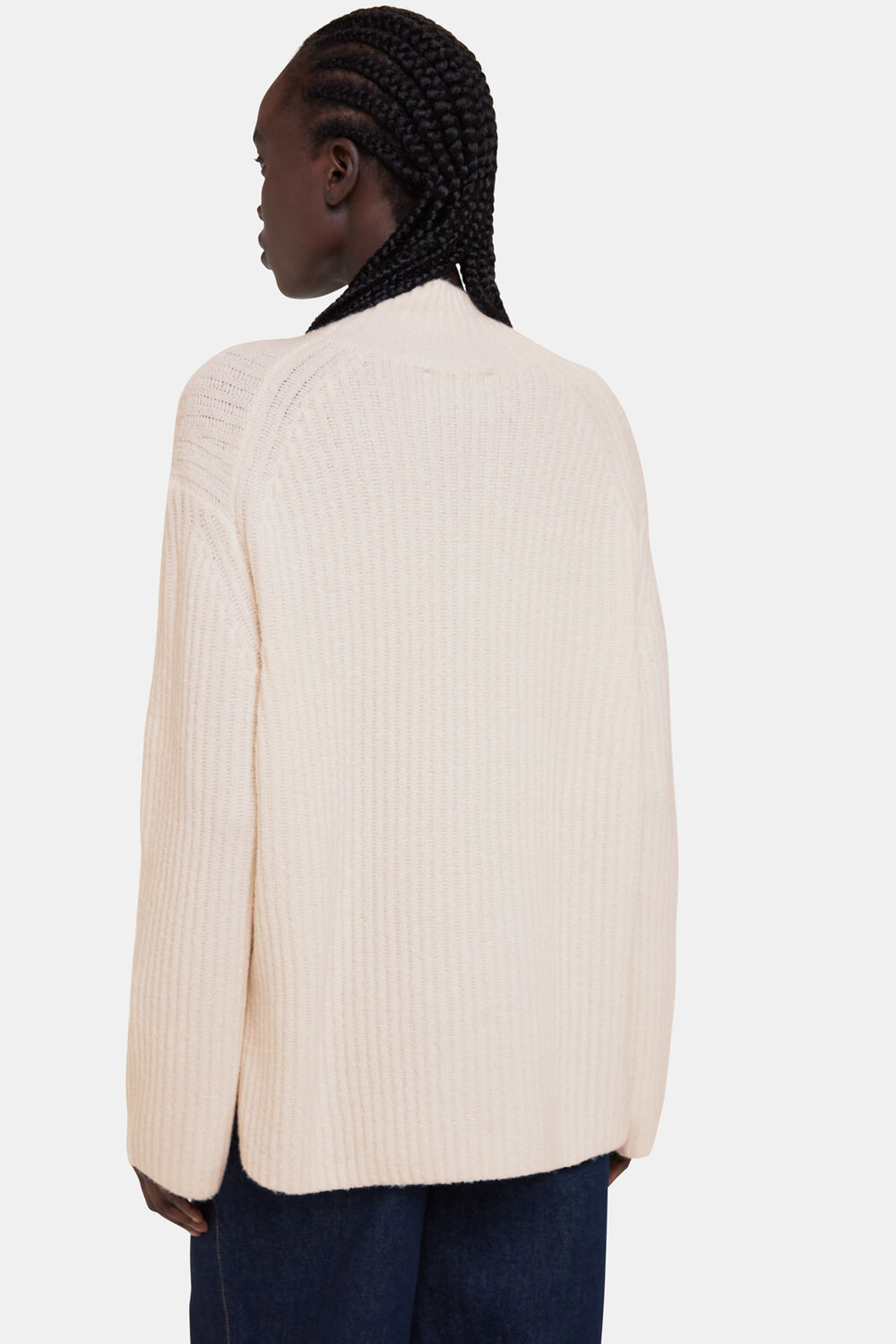 Wool Mix Rib Funnel Neck