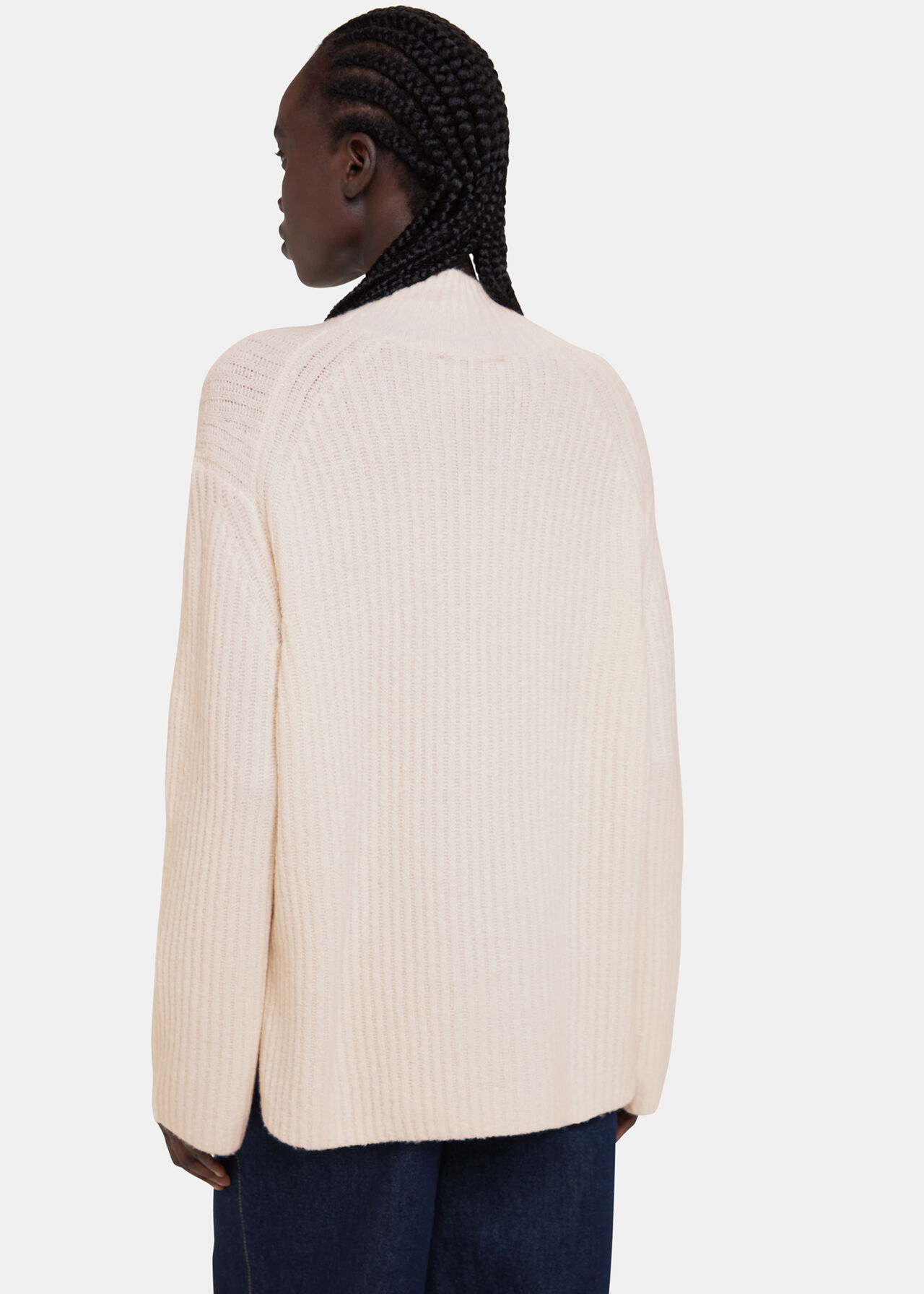 Petite Wool Mix Rib Funnel Neck