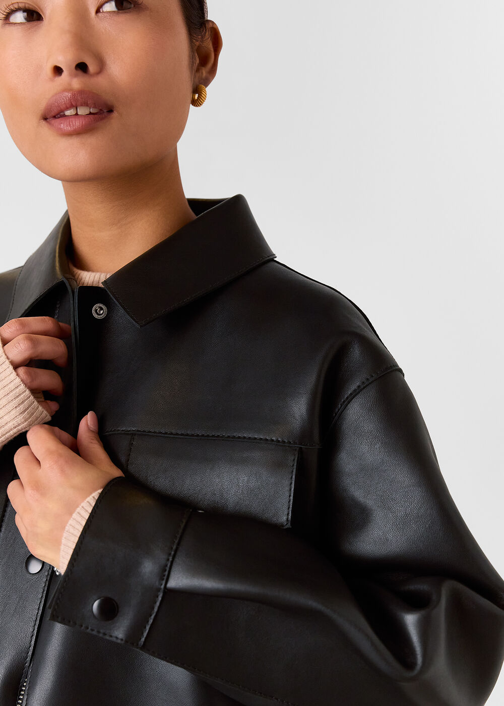 Petite Clean Bonded Leather Jacket