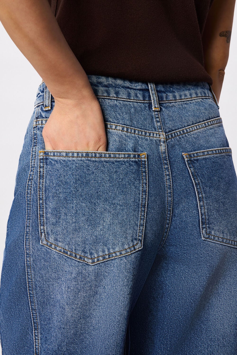 Denim Authentic Raw Hem Barrel Jean