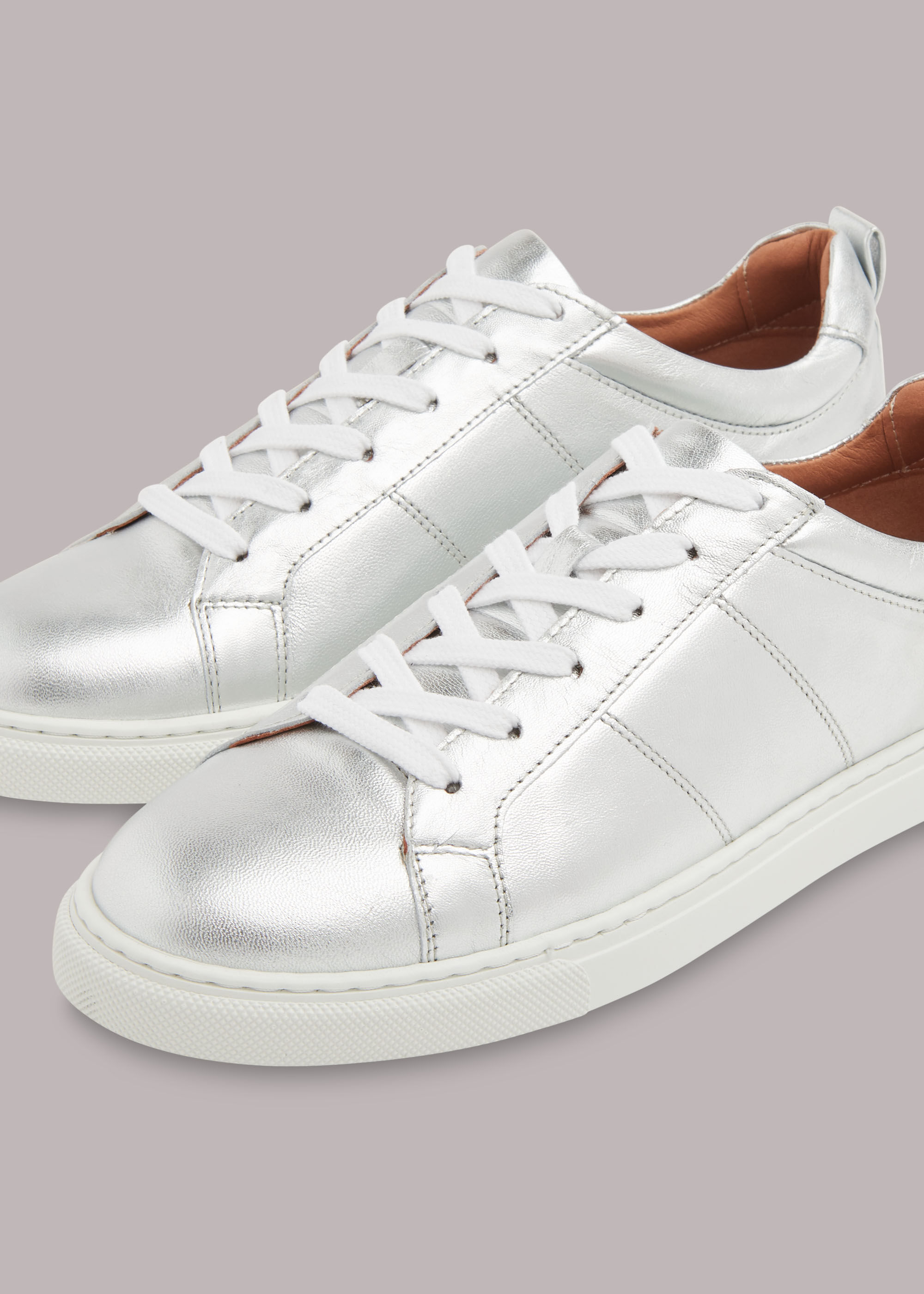 Silver lace online up trainers