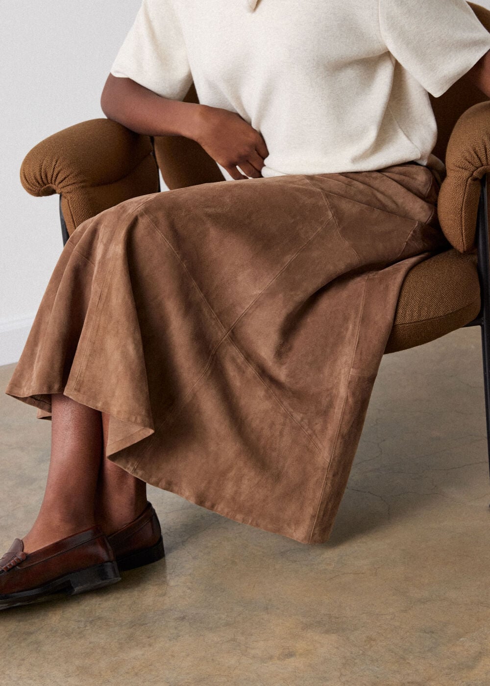 Zig Zag Panel Suede Skirt