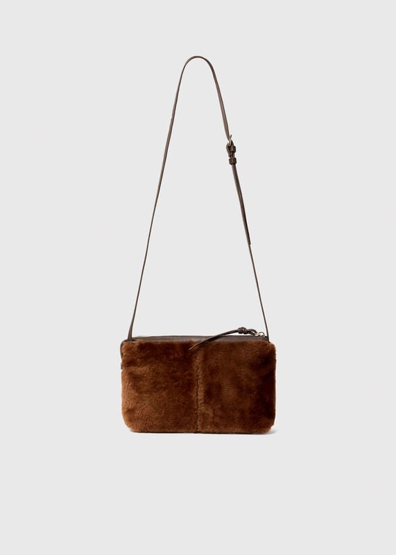 Chocolate Kaia Shearling Crossbody Bag