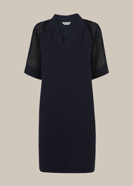 Lina Animal Dobby Dress Navy